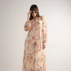 VERO MODA Women's Printed Pleated Midaxi Dress