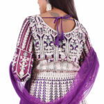Purple Elegant Raw Silk Slit Gown with  Embroidery & Net Dupatta - Image 5