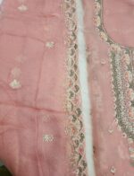Pastel Peach Unstitched Georgette  Chiffon Suit - Image 3