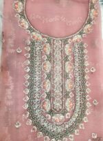 Pastel Peach Unstitched Georgette  Chiffon Suit - Image 4
