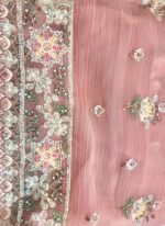 Pastel Peach Unstitched Georgette  Chiffon Suit - Image 5
