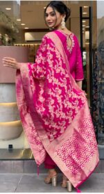 Pink Chanderi Silk Ready-Made Suit - Image 2