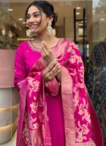 Pink Chanderi Silk Ready-Made Suit - Image 3
