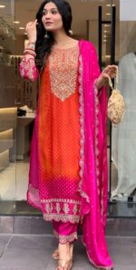Ombre Pink & Orange Readymade Suit - Image 3