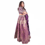 Wine Banaras Handwork Beaded  Embroidery Lehenga Set - Image 2