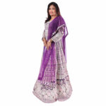 Purple Elegant Raw Silk Slit Gown with  Embroidery & Net Dupatta - Image 3
