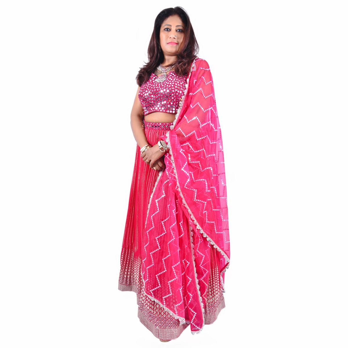 Magenta Pink Georgette Lehenga Set - Image 1