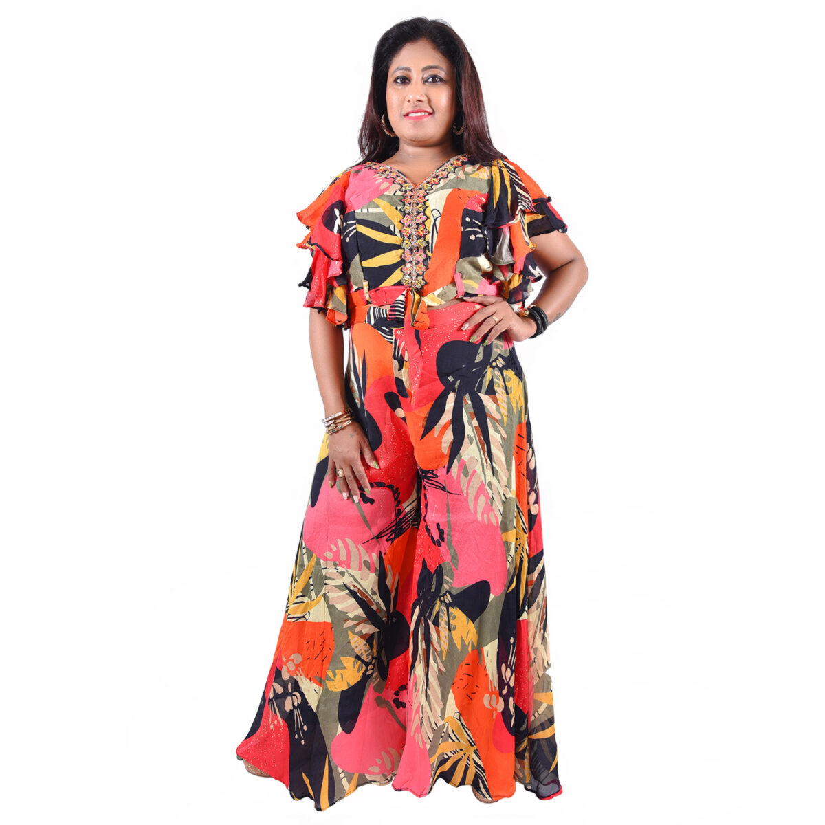 Elegant Floral Palazzo Pant Set - Image 1