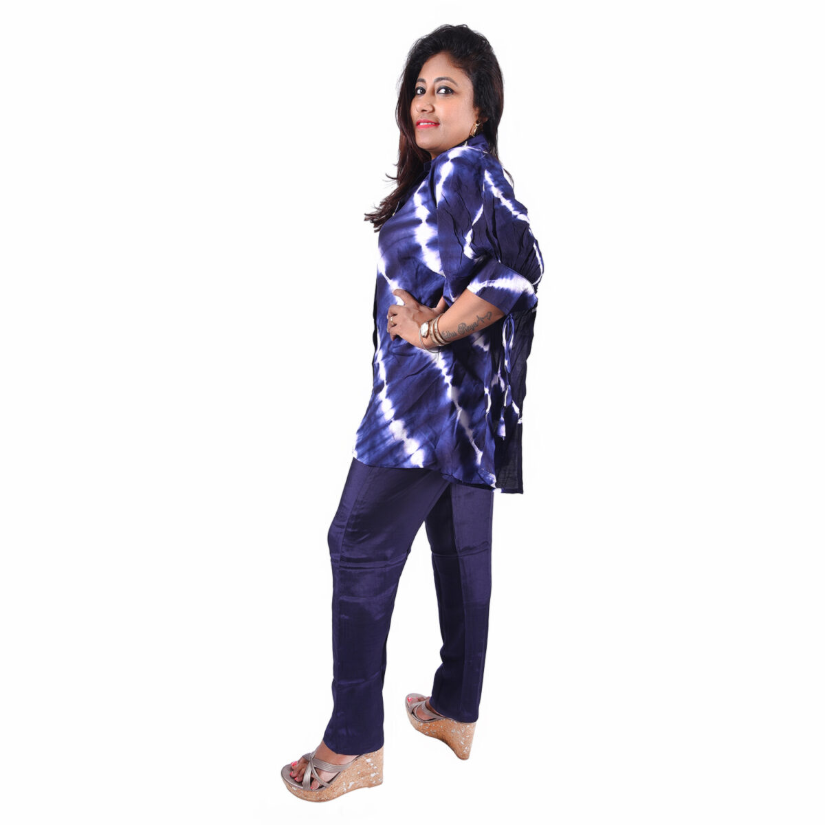 Royal Blue Lehriya Co-ord Set - Image 3