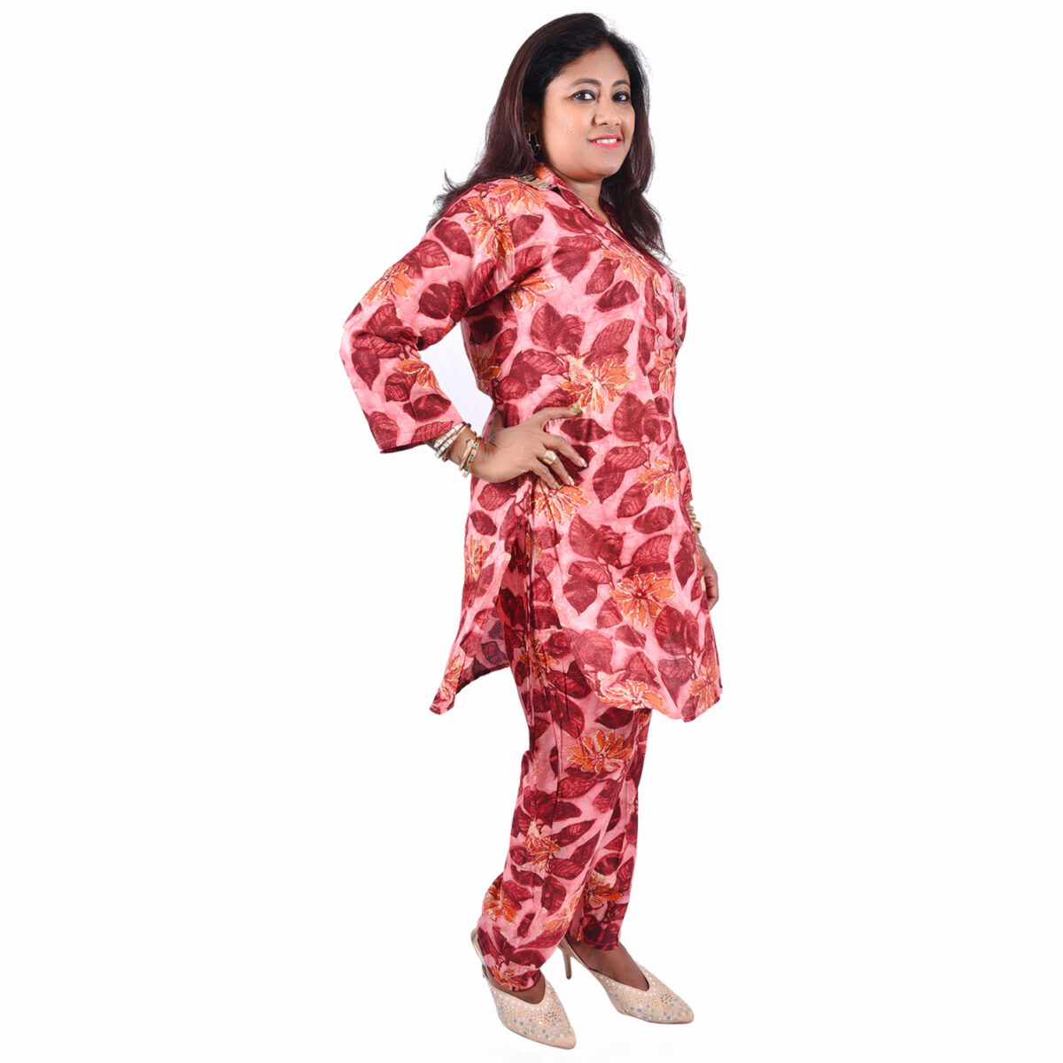 Maroon–Light Pink Ombre Co-ord Set - Image 3