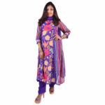 Purple Floral Lehriya Set