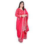 Bright Pink-Red Zardozi Work Short  Anarkali Set