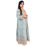 Pastel Pista Green Satin Silk Gota  Patti Gown - Image 2
