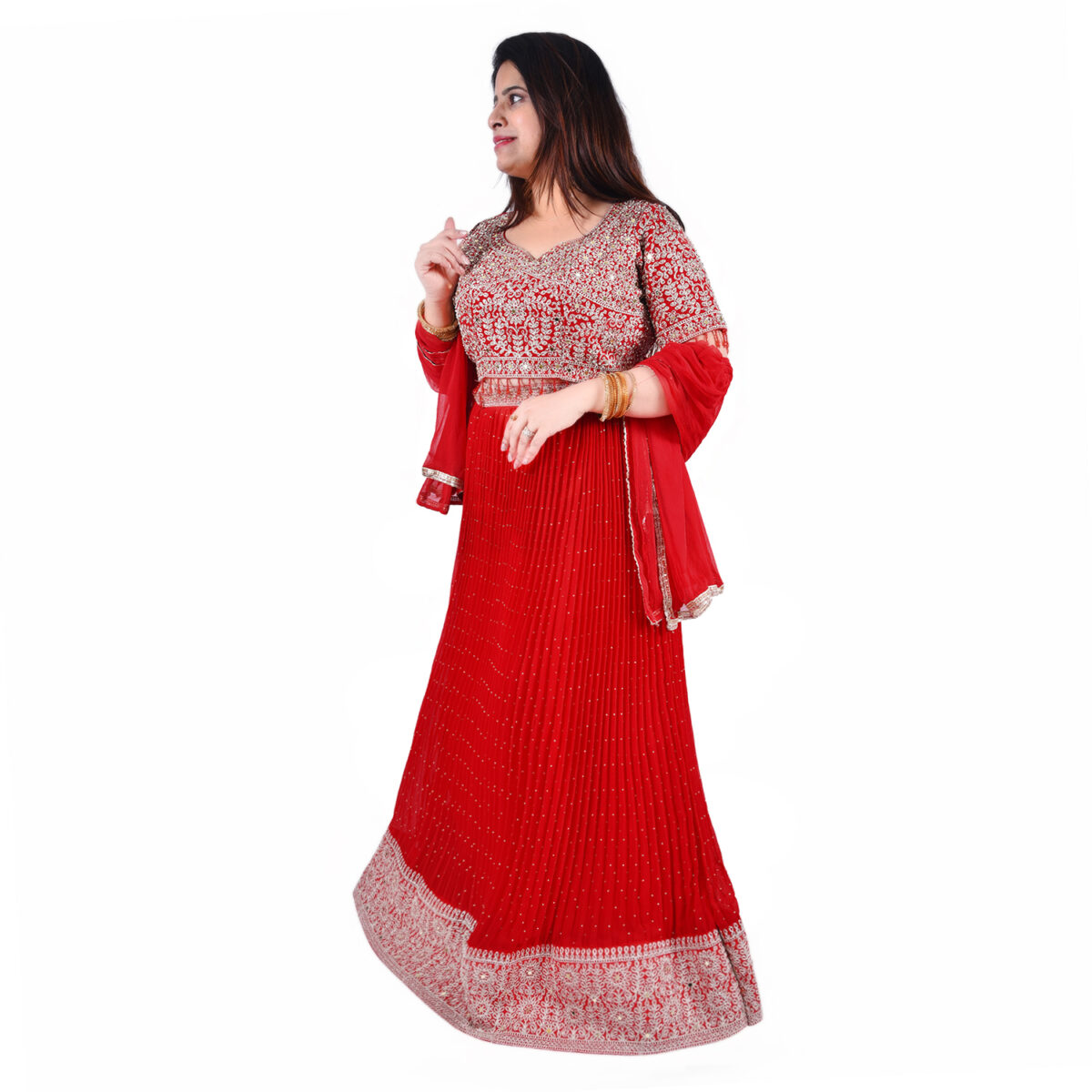Mirchi Red Georgette Zardosi  Lehenga Set - Image 2