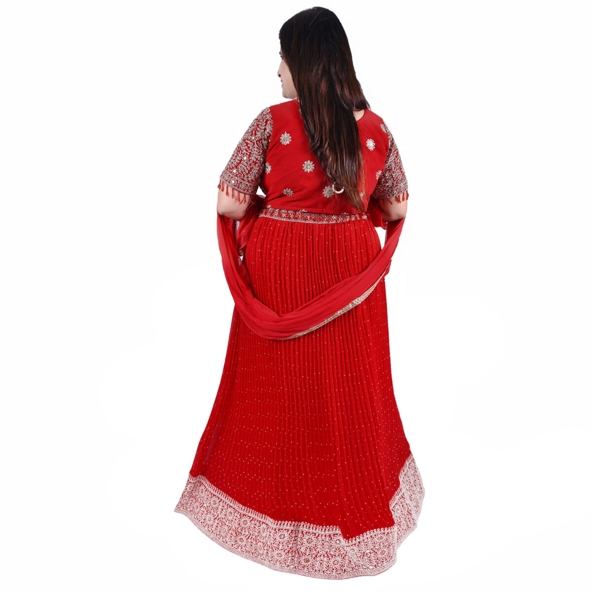 Mirchi Red Georgette Zardosi  Lehenga Set - Image 4