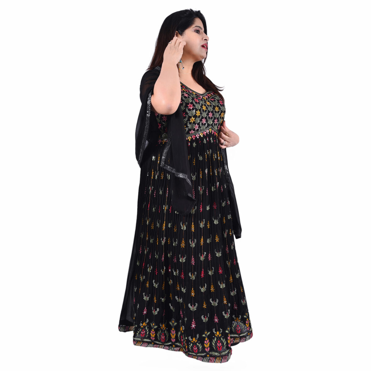 Rich Black Alia Cut Gown - Image 2