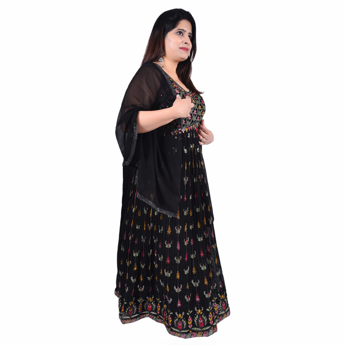 Rich Black Alia Cut Gown - Image 3