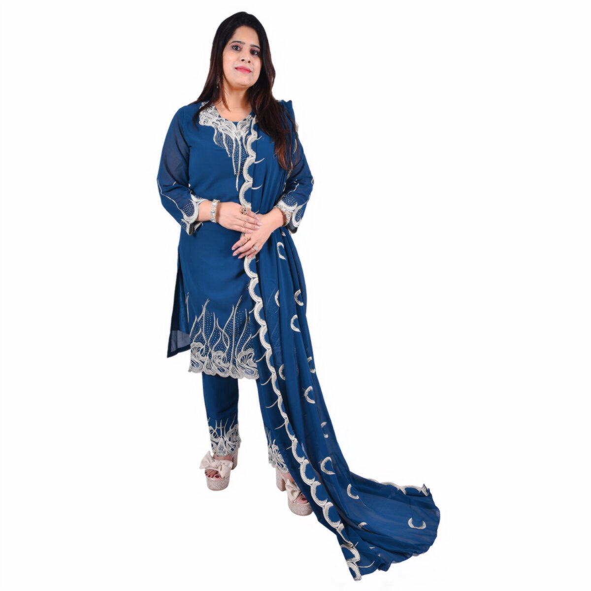 Blue Georgette Salwar Suit Set - Image 2