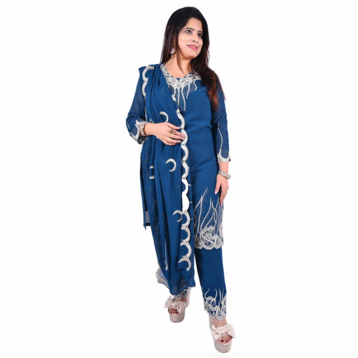 Blue Georgette Salwar Suit Set - Image 4