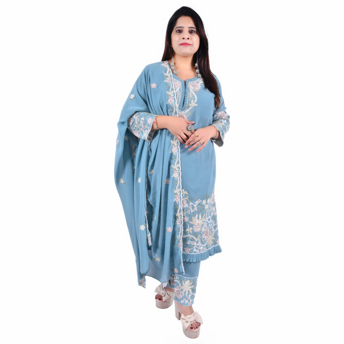 Pastel Blue Salwar Kameez Set - Image 1