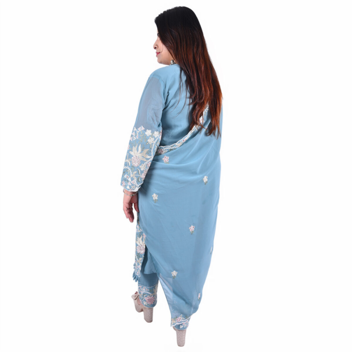 Pastel Blue Salwar Kameez Set - Image 3