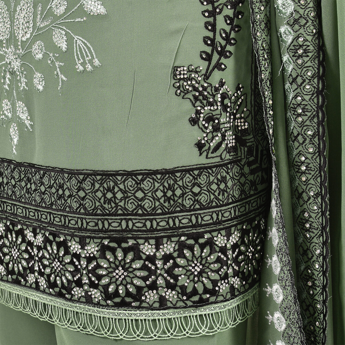 Soft Green Readymade Salwar Suit  with Dupatta - Image 5