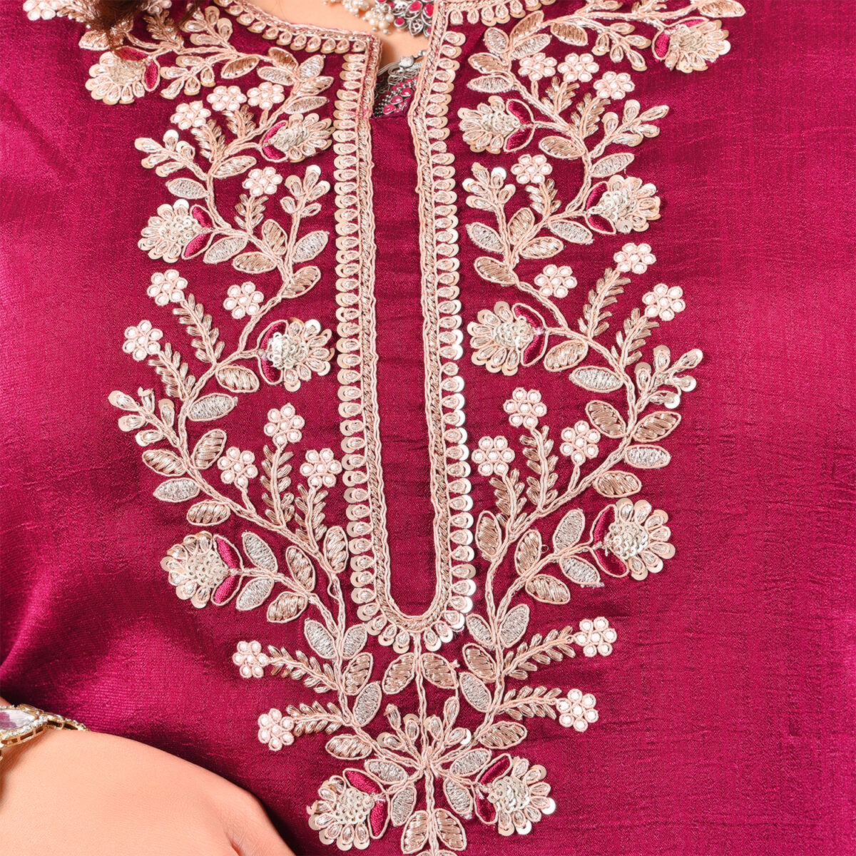 Deep Wine Readymade Palazzo Set - Image 3