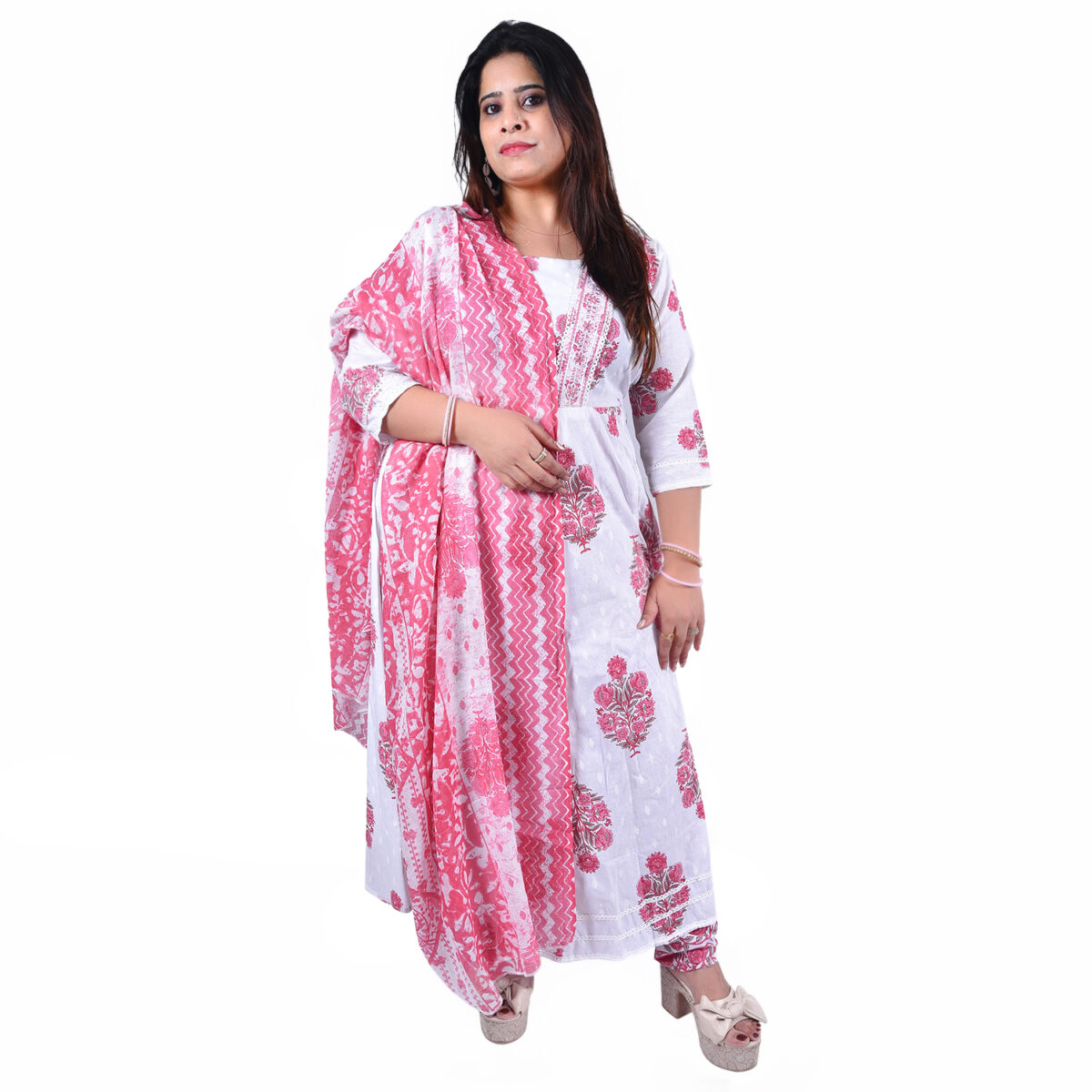 Baby Pink & White Anarkali Set - Image 2