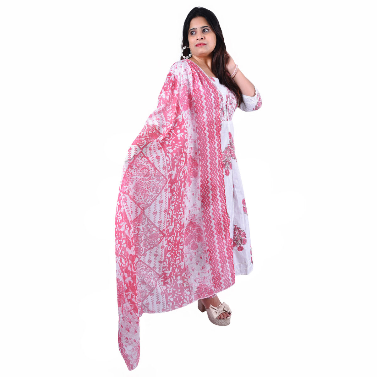 Baby Pink & White Anarkali Set - Image 3