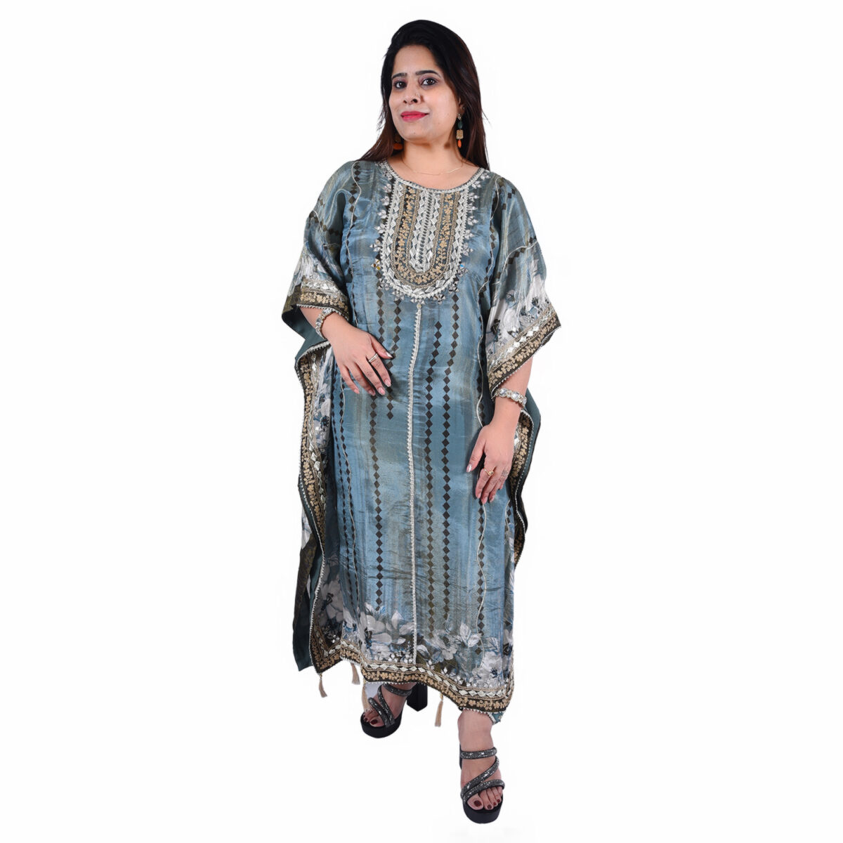 Grey-Green Kaftan Set - Image 1
