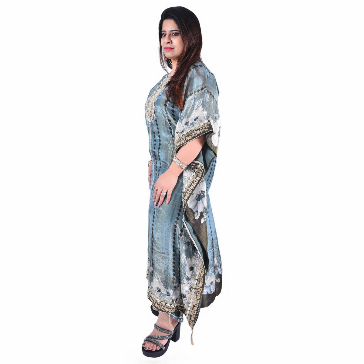 Grey-Green Kaftan Set - Image 3