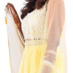Pearl Embellished Lemon yellow Net  Lehenga Set - Image 8