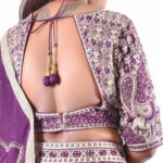 Wine Banaras Handwork Beaded  Embroidery Lehenga Set - Image 6