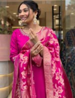 Pink Chanderi Silk Ready-Made Suit