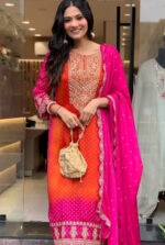 Ombre Pink & Orange Readymade Suit