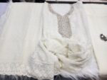 UNSTITCHED PURE WHITE GEORGETTE  HAKOBA SUIT - Image 2