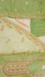 Pista green Unstitched Georgette  Chiffon Suit