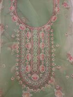 Pista green Unstitched Georgette  Chiffon Suit - Image 2