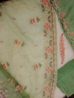 Pista green Unstitched Georgette  Chiffon Suit - Image 3