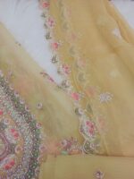 Lemon yellow Unstitched Georgette  Chiffon Suit - Image 2