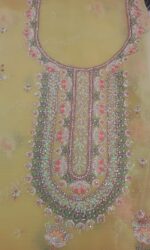 Lemon yellow Unstitched Georgette  Chiffon Suit - Image 3