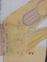 Lemon yellow Unstitched Georgette  Chiffon Suit