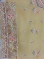 Lemon yellow Unstitched Georgette  Chiffon Suit - Image 4