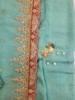 Distemper Blue unstiched Zardosi Suit - Image 3
