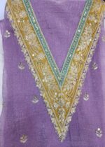 Lavender purple  unstiched Zardosi Suit - Image 4